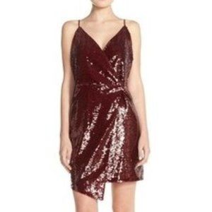 Adelyn Rae Sequin Wrap Slip Dress, size small